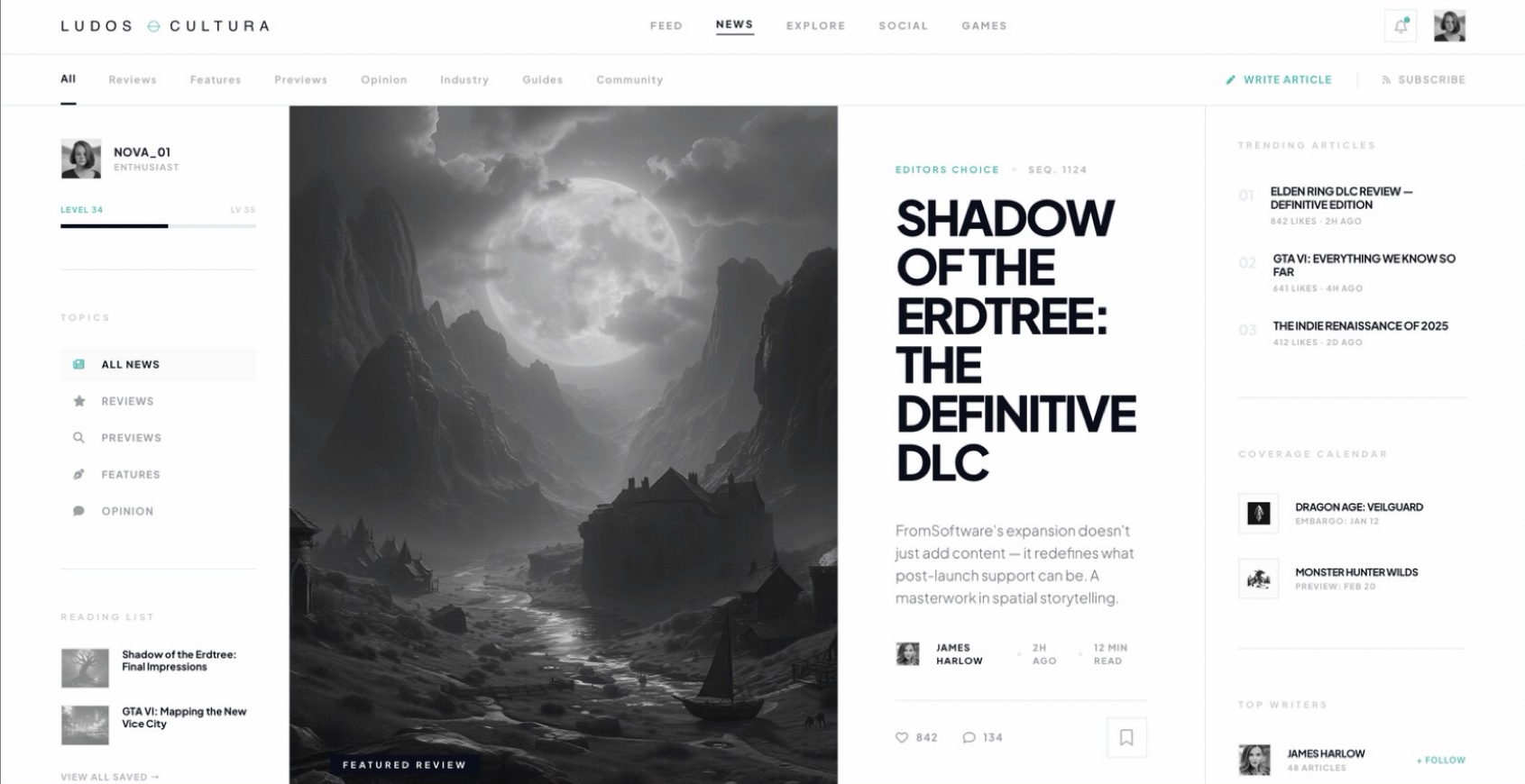 News: original and syndicated editorial, reviews and creator voices